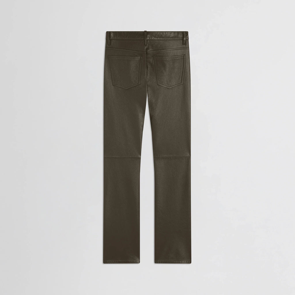 STRAIGHT LEG JEANS | green bronze leather