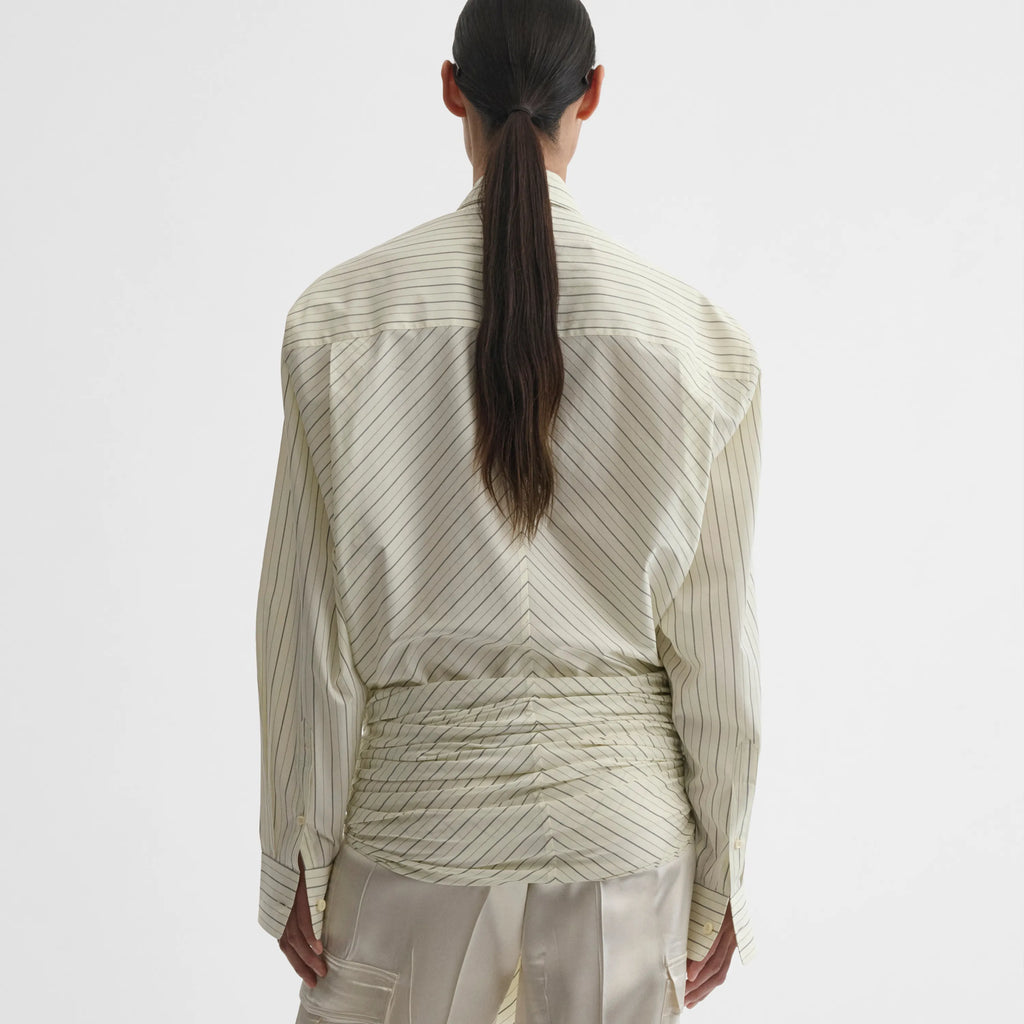 DROPPED FRONT SHIRT | pale lemon cotton