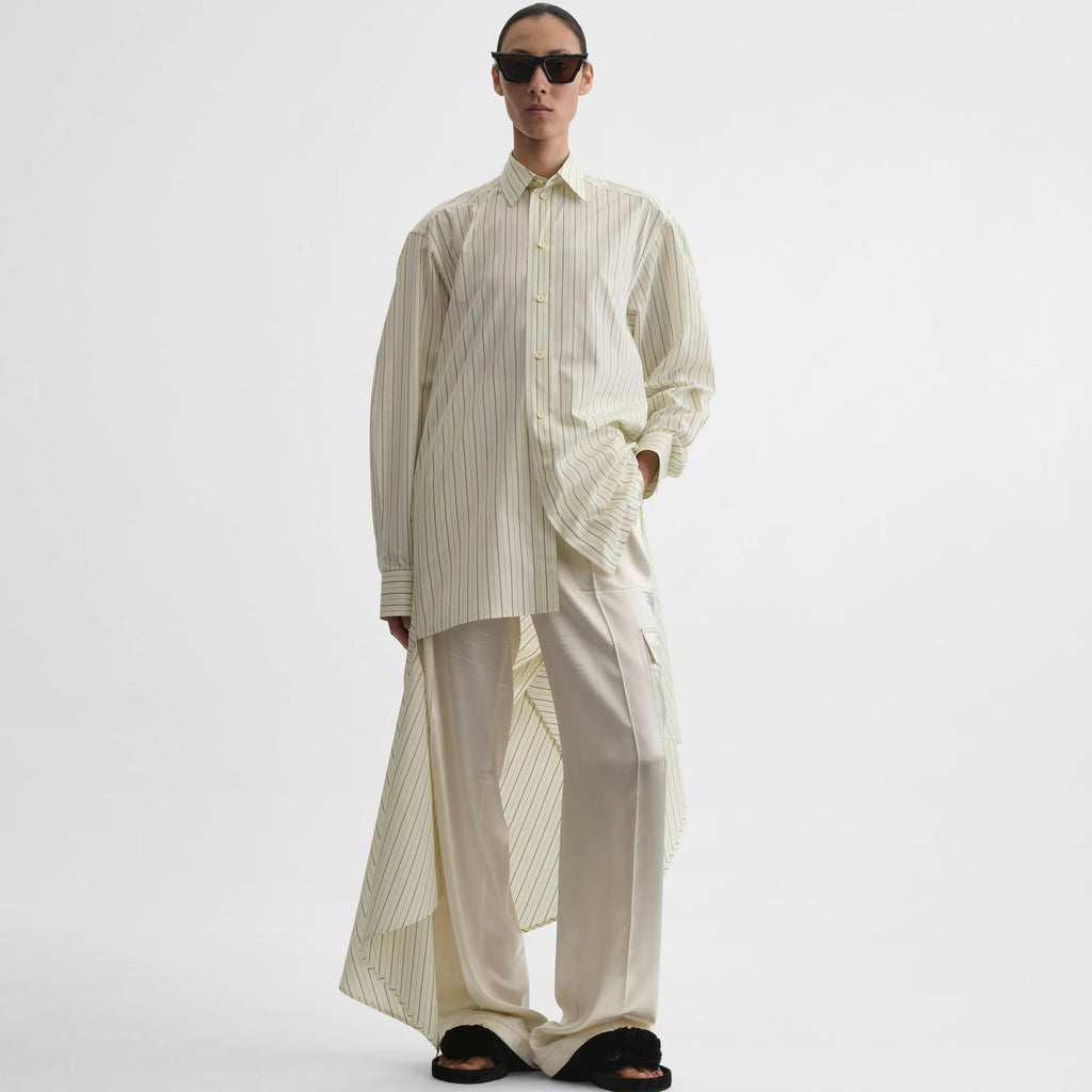 DROPPED FRONT SHIRT | pale lemon cotton