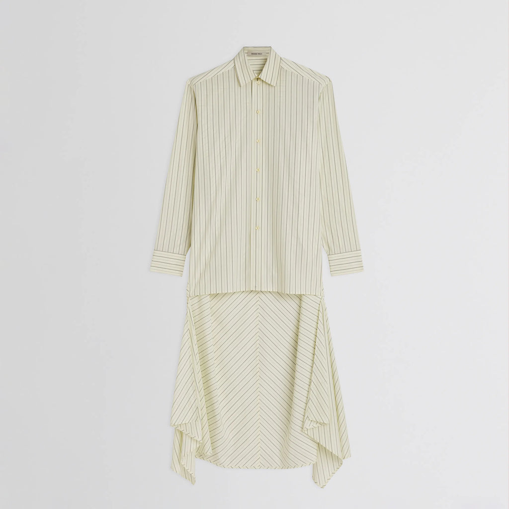 DROPPED FRONT SHIRT | pale lemon cotton
