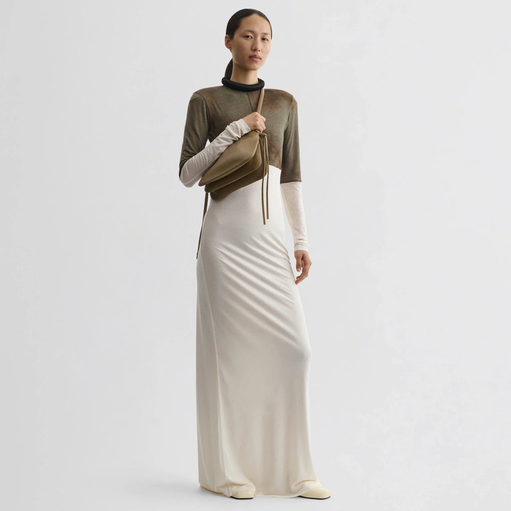 TUBULAR LINER DRESS | tobacco ivory cotton