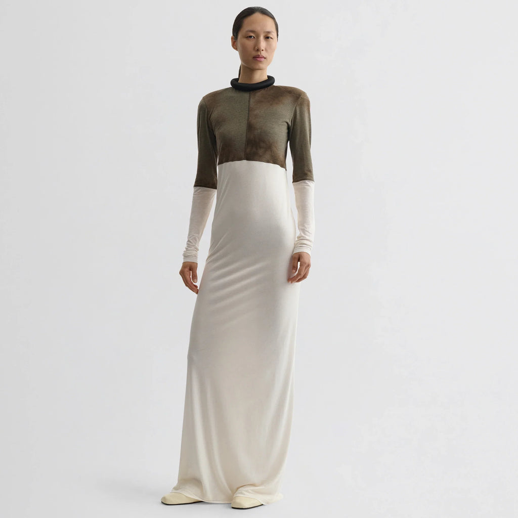 TUBULAR LINER DRESS | tobacco ivory cotton