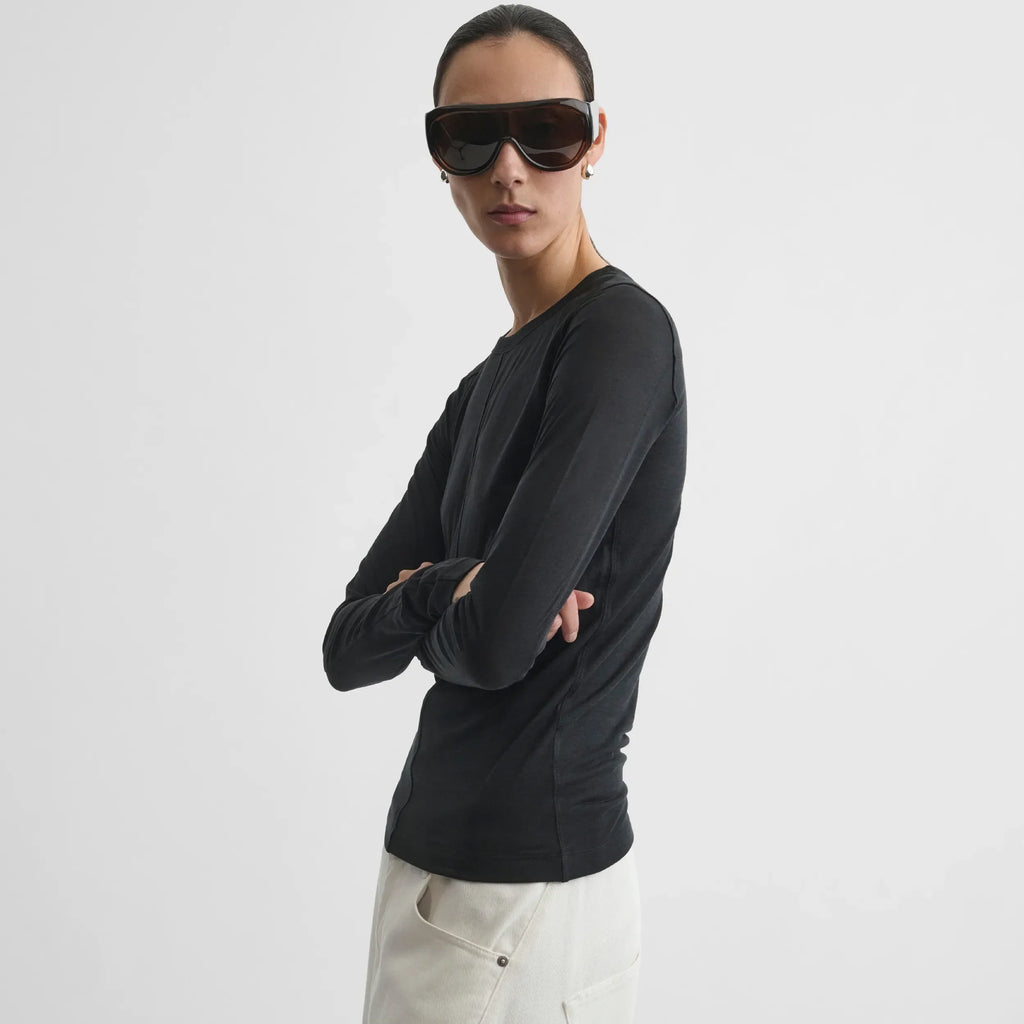 CREWNECK TOP | black cotton