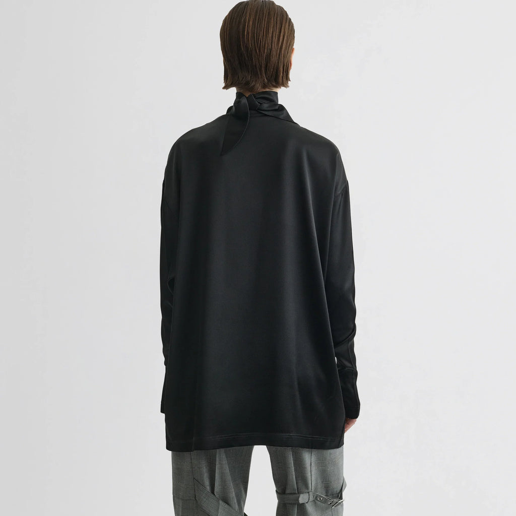 LIQUID KNOT COLLAR TOP | black silk