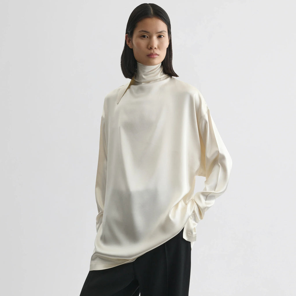 LIQUID KNOT COLLAR TOP | cream silk