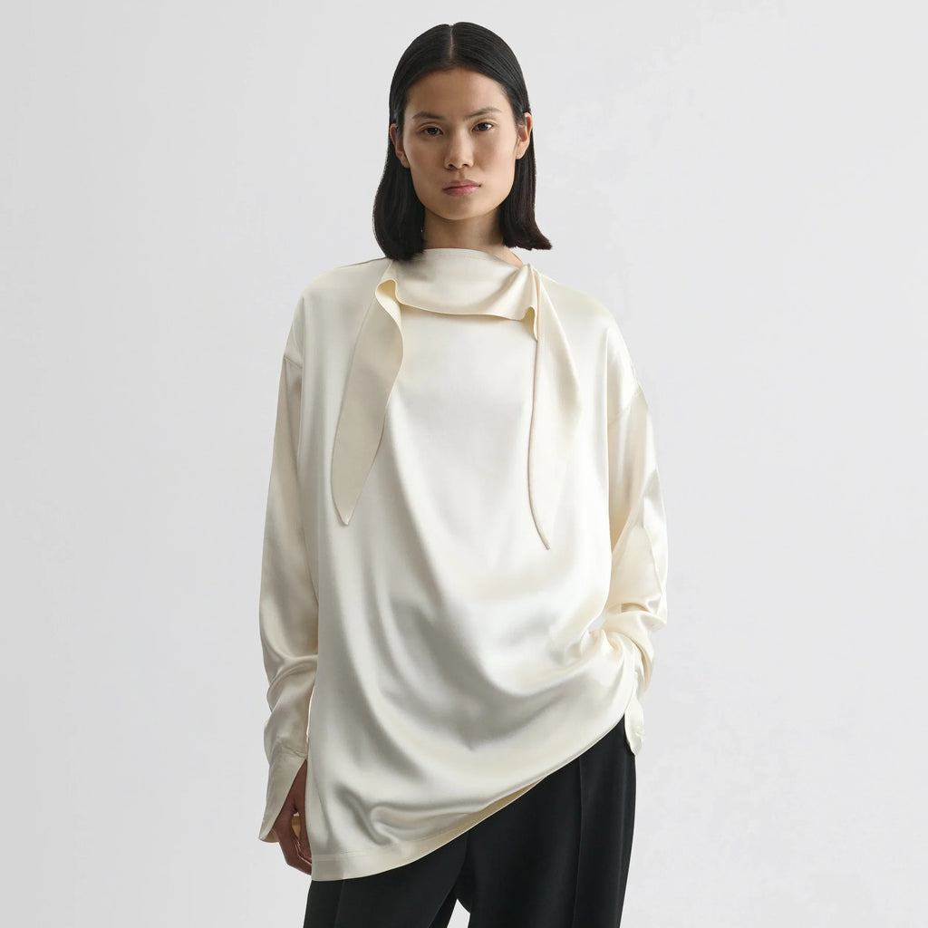 LIQUID KNOT COLLAR TOP | cream silk