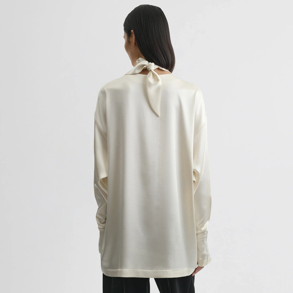 LIQUID KNOT COLLAR TOP | cream silk