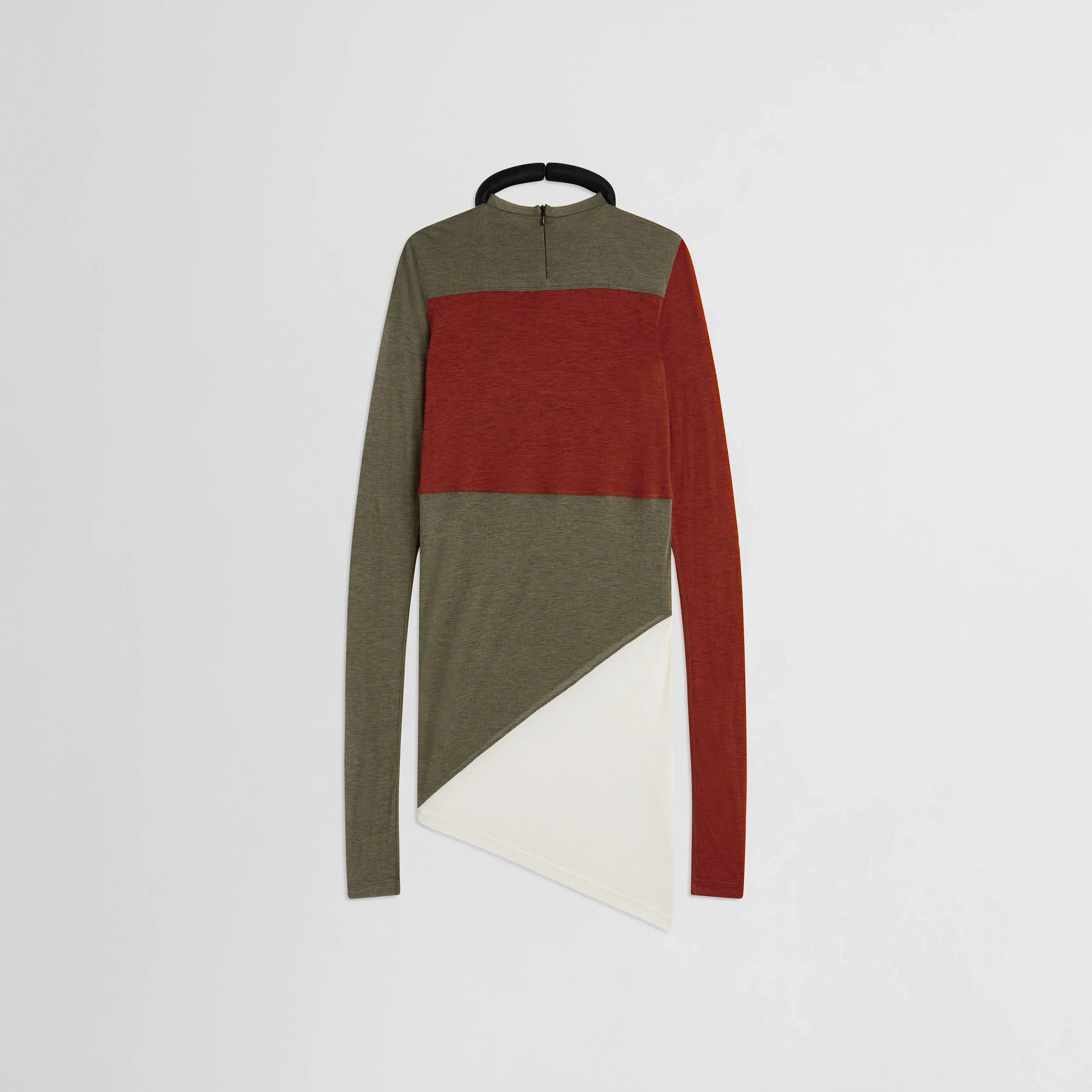 TUBULAR COLOUR BLOCK TOP | ivory tobacco red cotton