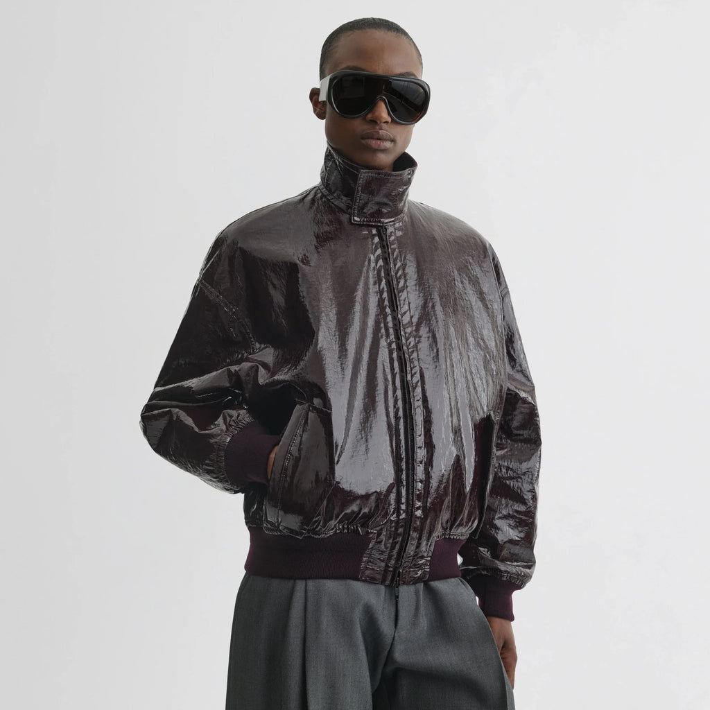 GOLF JACKET | burgundy linen canvas
