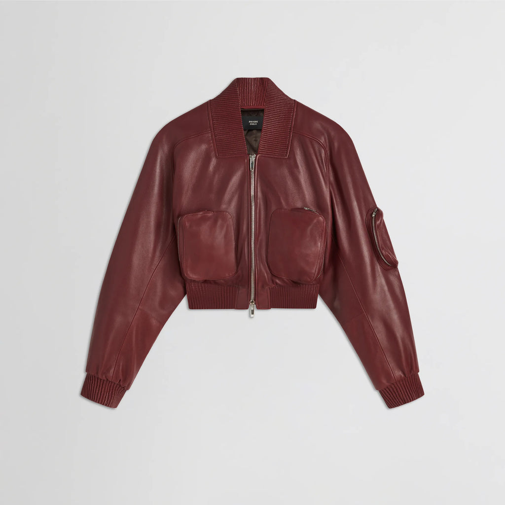 POCKET BOMBER JACKET | brick leather